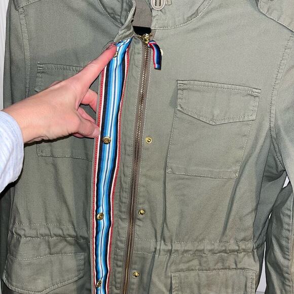 Tommy Hilfiger Canvas Full Zip Military Style Jacket in Light Olive Green - Picture 8 of 9